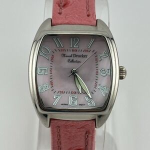 Marcel Drucker Collection Watch 32mm Case Pink MOP Dial Leather Band New Battery